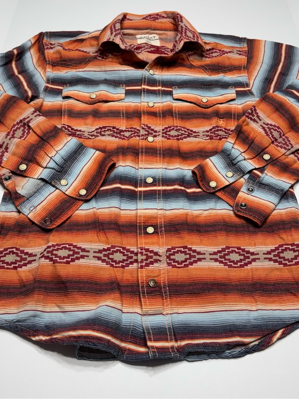 Ariat Orange, Rust & Blue Southwestern Stripe Snap-Front Shirt